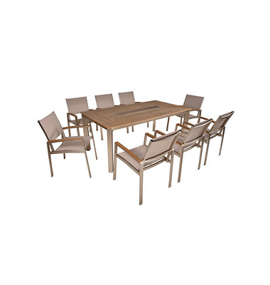 Sitzgruppe Florence, silber Kunststoff, Metall, 9-teilig