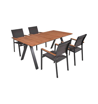 Sitzgruppe Davina, anthrazit Kunststoff, Metall, 5-teilig