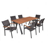 Sitzgruppe Davina, anthrazit Kunststoff, Metall, 7-teilig