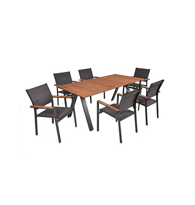 Sitzgruppe Davina, anthrazit Kunststoff, Metall, 7-teilig