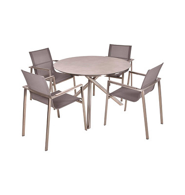 Sitzgruppe Sienna, silber Kunststoff, Metall, 5-teilig