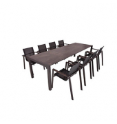 Sitzgruppe Sophia, pfefferschwarz Kunststoff, Metall, 9-teilig