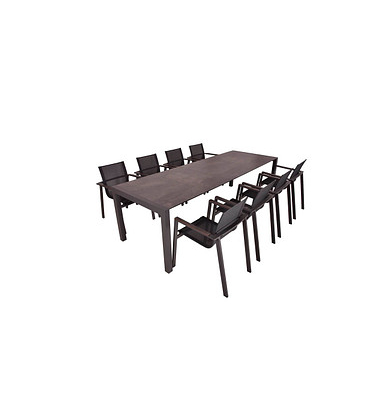 Sitzgruppe Sophia, pfefferschwarz Kunststoff, Metall, 9-teilig