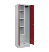 Putzmittelschrank Classic PLUS 080120-00 S10001 lichtgrau, rubinrot 60,0 x 50,0 x 195,0 cm, aufgebaut
