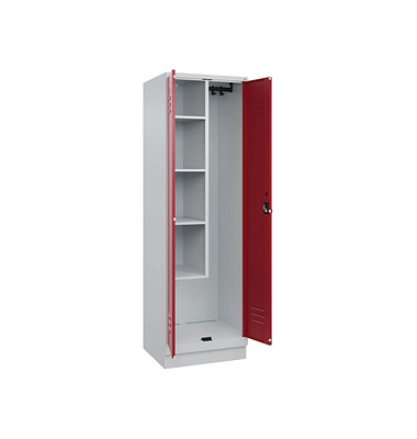 Putzmittelschrank Classic PLUS 080120-00 S10001 lichtgrau, rubinrot 60,0 x 50,0 x 195,0 cm, aufgebaut