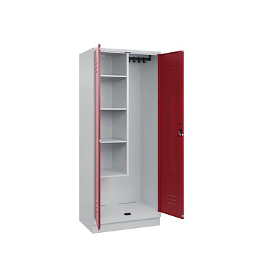 Putzmittelschrank Classic PLUS 080120-02 S10001 lichtgrau, rubinrot 80,0 x 50,0 x 195,0 cm, aufgebaut