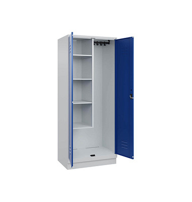 Putzmittelschrank Classic PLUS 080120-02 S10003 enzianblau, lichtgrau 80,0 x 50,0 x 195,0 cm, aufgebaut