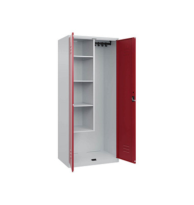 Putzmittelschrank Classic PLUS 080100-02 S10001 lichtgrau, rubinrot 80,0 x 50,0 x 185,0 cm, aufgebaut