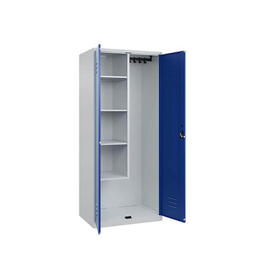 Putzmittelschrank Classic PLUS 080100-02 S10003 enzianblau, lichtgrau 80,0 x 50,0 x 185,0 cm, aufgebaut