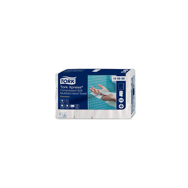 7322542154120 - Falthandtücher H2 Xpress Compressed Soft Premium 100888 212x32cm 2-lagig Interfold-Falz (W-Falz) weiß Tissue 7322542154120 2040 Stück