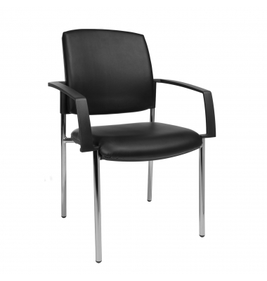 Besucherstuhl Medical 10, schwarz / chrom, mit Armlehnen, 4-Fuß-Gestell