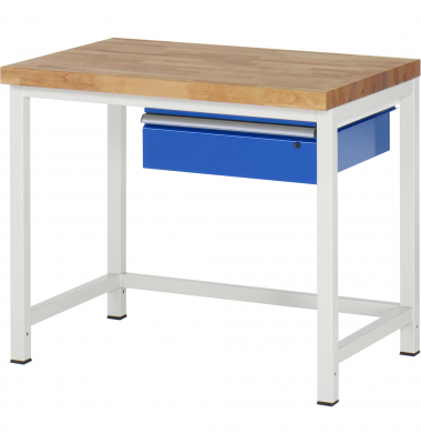 RAU Werkbank 1000x700x840-1040mm 1xSchublade-TA l.gre.bl