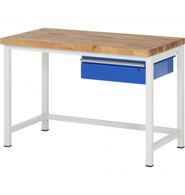 RAU Werkbank 1250x700x840-1040mm 1xSchublade-TA l.gre.bl