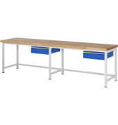 RAU Werkbank 3000x700x840-1040mm 2xSchublade-TA l.gre.bl