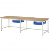 RAU Werkbank 3000x900x840-1040mm 2xSchublade-TA l.gre.bl