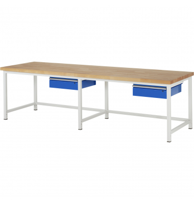 RAU Werkbank 3000x900x840-1040mm 2xSchublade-TA l.gre.bl