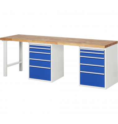 RAU Werkbank 2500x700x890mm 10xSchublade-TA l.gre.bl