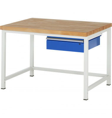 RAU Werkbank 1250x900x840-1040mm 1xSchublade-TA l.gre.bl