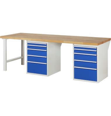 RAU Werkbank 2500x900x890mm 10xSchublade-TA l.gre.bl
