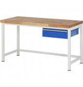 RAU Werkbank 1500x700x840-1040mm 1xSchublade-TA l.gre.bl
