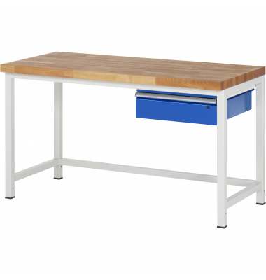 RAU Werkbank 1500x700x840-1040mm 1xSchublade-TA l.gre.bl