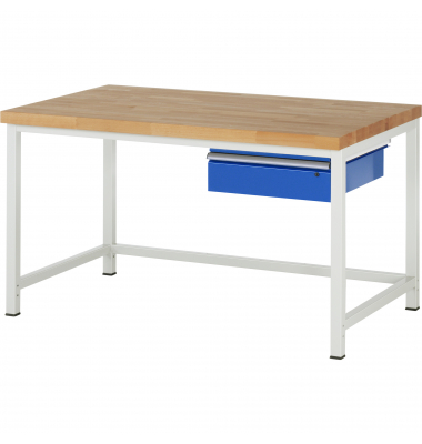RAU Werkbank 1500x900x840-1040mm 1xSchublade-TA l.gre.bl