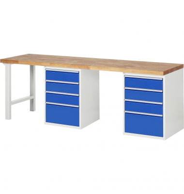 RAU Werkbank 2500x700x890mm 8xSchublade-TA l.gre.bl