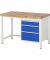 RAU Werkbank 1250x700x840-1040mm 3xSchublade-TA l.gre.bl