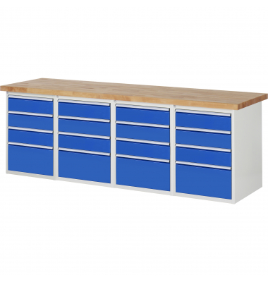 RAU Werkbank 2500x900x890mm 16xSchublade-TA l.gre.bl