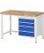 RAU Werkbank 1250x700x840-1040mm 4xSchublade-TA l.gre.bl