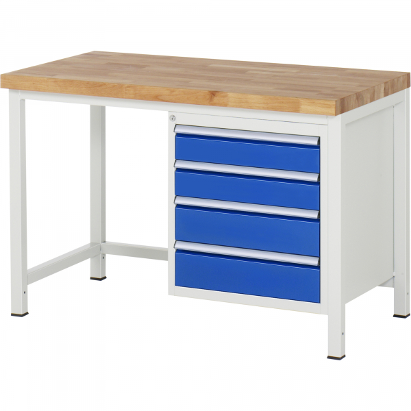 4040376265289 - Werkbank Serie 8162 höhenverstellbar 4 Schubladen B 1250 x T 700 x H 840 - 1040 mm