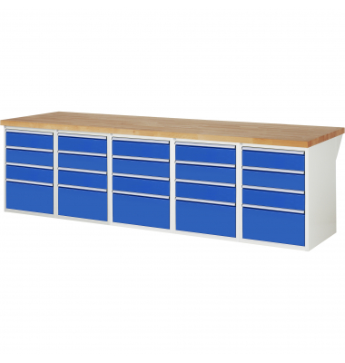 RAU Werkbank 3000x900x890mm 20xSchublade-TA l.gre.bl