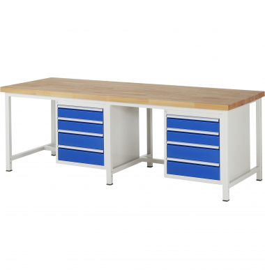 RAU Werkbank 2500x900x840-1040mm 8xSchublade-TA l.gre.bl
