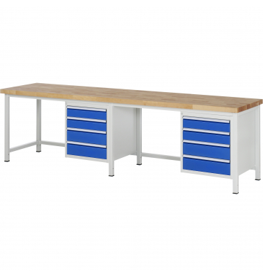 RAU Werkbank 3000x700x840-1040mm 8xSchublade-TA l.gre.bl