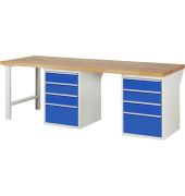 RAU Werkbank 2500x900x890mm 8xSchublade-TA l.gre.bl