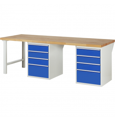 RAU Werkbank 2500x900x890mm 8xSchublade-TA l.gre.bl