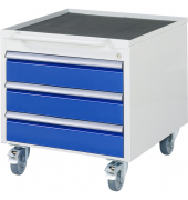 Rollcontainer 523A11 7000, enzianblau/lichtgrau, 3 Schubladen, Stahl, pulverbeschichtet, abschlie&szlig;bar
