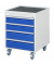 Rollcontainer 536A11 7000, enzianblau/lichtgrau, 4 Schubladen, Stahl, pulverbeschichtet, abschlie&szlig;bar