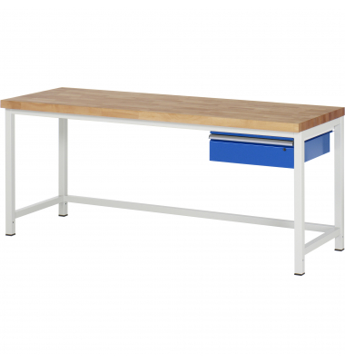 RAU Werkbank 2000x700x840-1040mm 1xSchublade-TA l.gre.bl