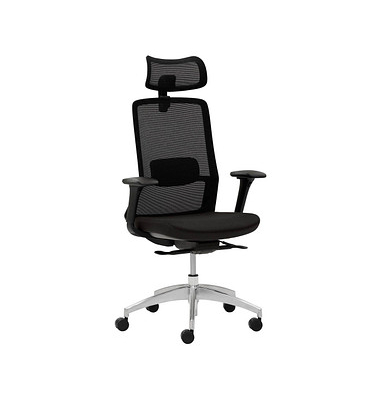 Bürostuhl , schwarz / silber, mit Armlehnen, bis 120kg