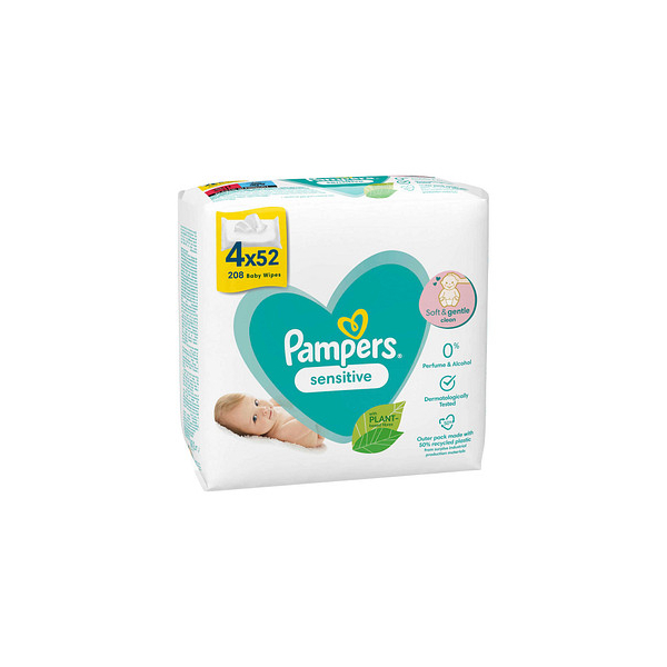 Pampers Feuchttücher 8001841062624, Sensitive, 1-lagig, 30x30cm 8001841062624 Pampers 208 Stück