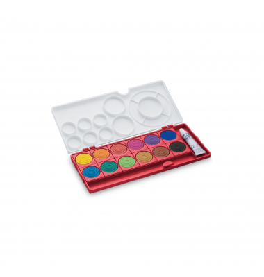 Farbkasten aquaplus, 1222609, Deckfarbe, 12 Farben, rot