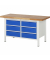 RAU Werkbank 1500x700x840-1040mm 6xSchublade-TA l.gre.bl