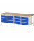 RAU Werkbank 2500x900x840-1040mm 12xSchublade-TA l.gre.bl