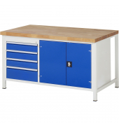 RAU Werkbank 1500x900x840-1040mm 4xSchublade-TA 1xTür l.gre.bl