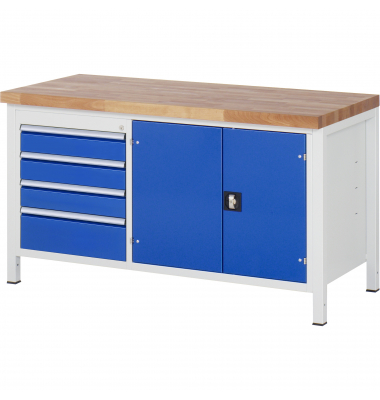 RAU Werkbank 1500x700x840-1040mm 4xSchublade-TA 1xTür l.gre.bl
