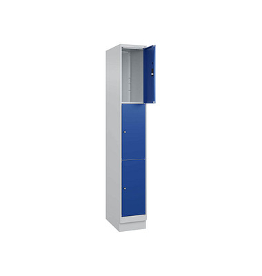 Schließfachschrank Classic PLUS enzianblau, lichtgrau 080020-103 S10003, 3 Schließfächer 30,0 x 50,0 x 195,0 cm