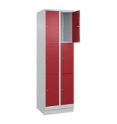 Schließfachschrank Classic PLUS lichtgrau, rubinrot 080020-203 S10001, 6 Schließfächer 60,0 x 50,0 x 195,0 cm