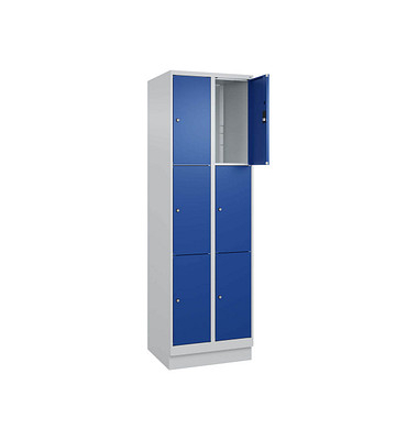 Schließfachschrank Classic PLUS enzianblau, lichtgrau 080020-203 S10003, 6 Schließfächer 60,0 x 50,0 x 195,0 cm