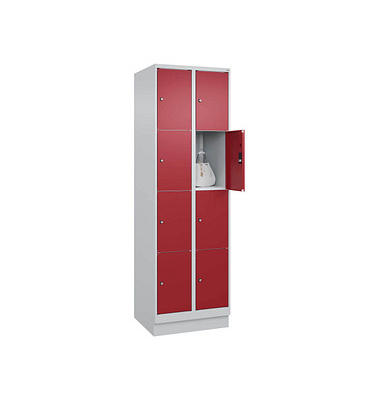 Schließfachschrank Classic PLUS lichtgrau, rubinrot 080020-204 S10001, 8 Schließfächer 60,0 x 50,0 x 185,0 cm